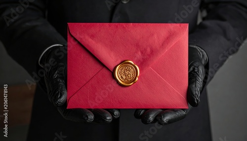 businessman in red tie wearing suit and holding briefcase in elegant business fashion style