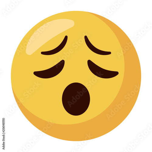 Sleepy Yawning Yellow Emoji Cartoon Icon with Closed Eyes
