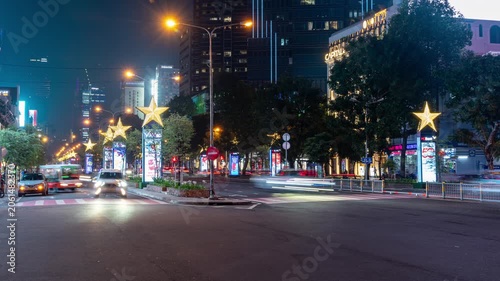 Ho Chi Minh City, Vietnam, June 25, 2025: Timelapse Of Traffic Sai Gon Night. Tourist destinations for travel in Ho Chi Minh City. Motion-lapse