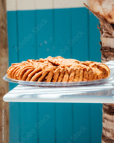 Plate of Fresh Baked Cookies on Outdoor Table