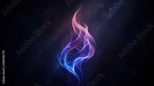 Flame emerging from darkness, abstract fire shape