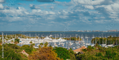 Luxury Sailboats and Yacht Marina on Biscayne Bay in Coconut Grove Miami