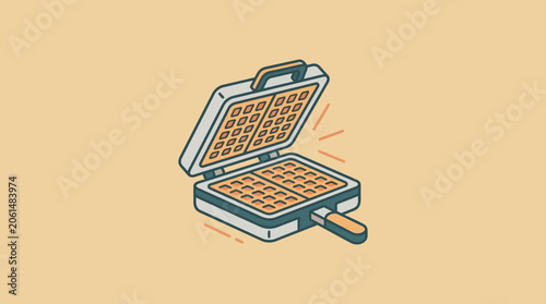Foto Minimalist Isometric Waffle Maker Illustration