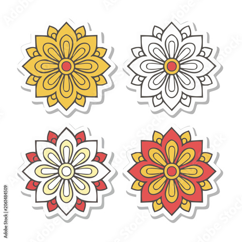 Colorful Mandala Flower Illustrations