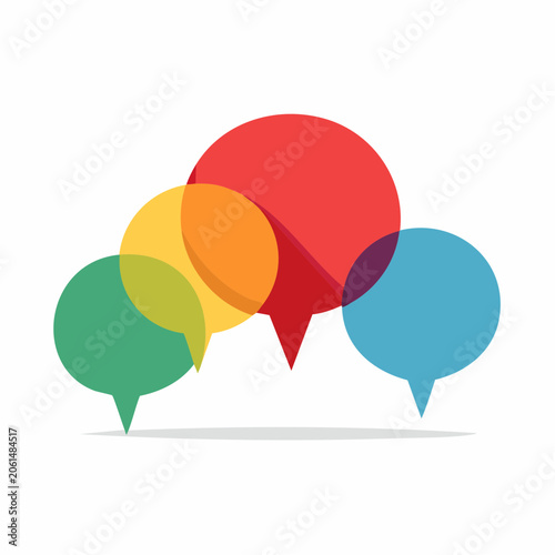 Colorful overlapping speech bubbles