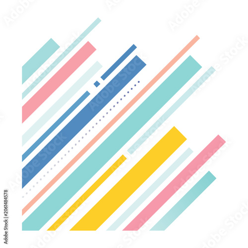 Flat design diagonal bar chart in blue pink cyan yellow