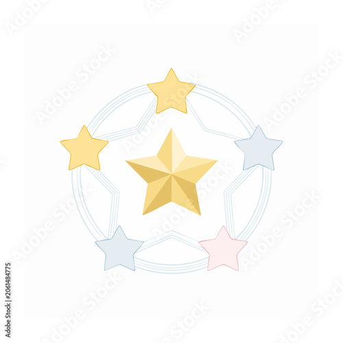 Golden star with geometric circle design