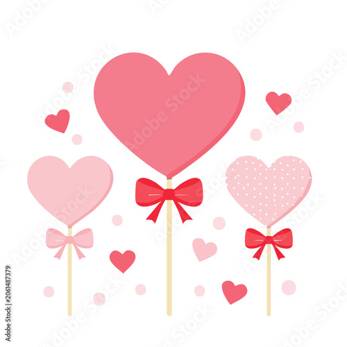 Pink and Red Heart Balloons with Bows
