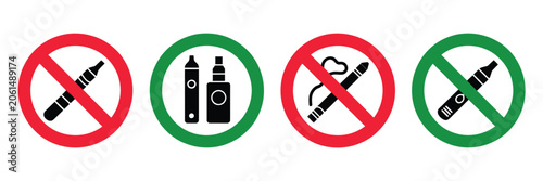 Schilderij op canvas No Smoking No Vaping Prohibition Icons Set Circular Sign Illustration