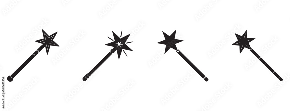 Naklejka premium maces with star shaped heads in different positions isolated on white background for fantasy or medieval designs