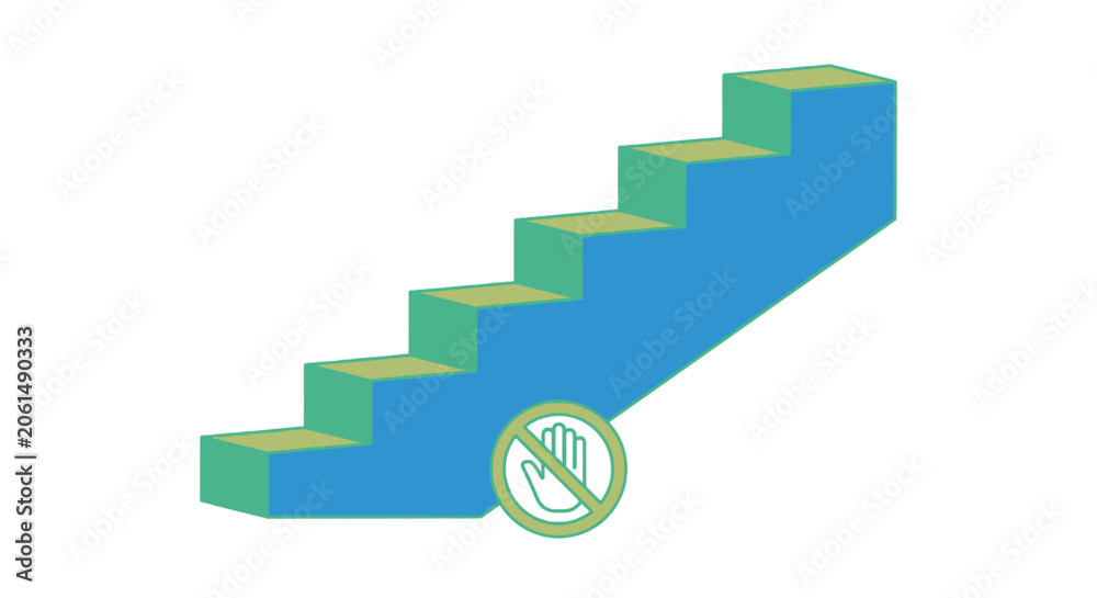 Fototapeta premium Do Not Touch Staircase Warning Icon Illustrating Restricted Access to Architectural Elements for Public Safety Signage