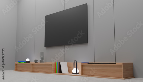 Elegant Home Media Center Presenting Flat Screen Television Minimal Furnishings Functional Storage And Architectural Simplicity