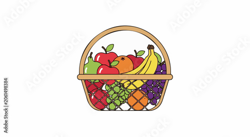 A wicker basket filled with colorful fruit