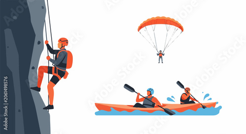 Illustration of adventure sports and activities