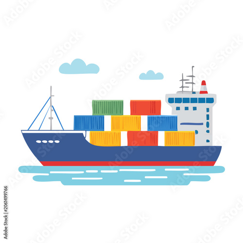 Cargo ship with colorful containers