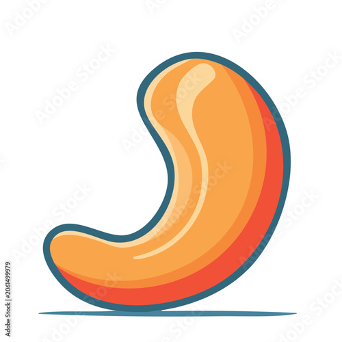 Flat design curved orange ribbon with blue and red accents