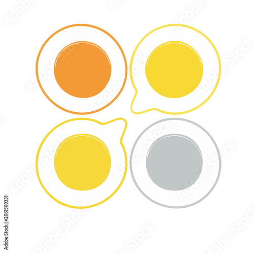 Four abstract circles in flat design style