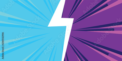 Fotografia Dynamic Blue and Purple Lightning Bolt Illustration.