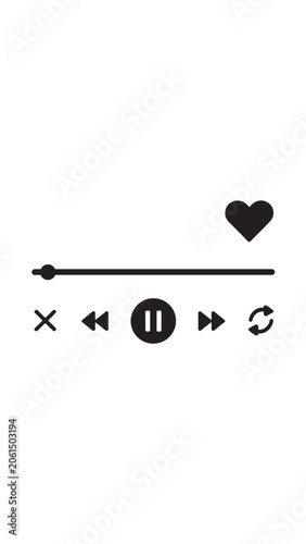 Minimalist Music Player Interface with Audio Controls Progress Bar and Playback Icons