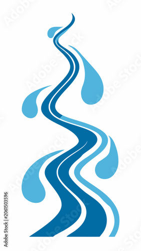 A stylized blue wave design element.