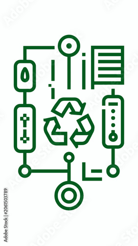Green icons for eco friendly technology.