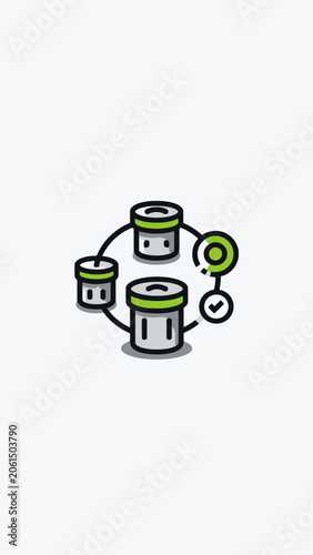 A graphic illustration of connected cylinders.