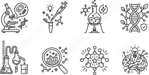 Konstfotografi Modern Science and Biotechnology Research Icon Set - Minimalist Medical Laborato
