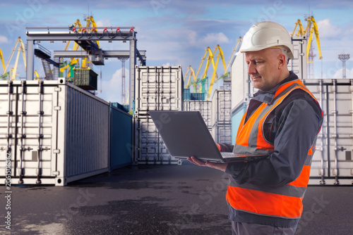 Port logistics. Transport m...