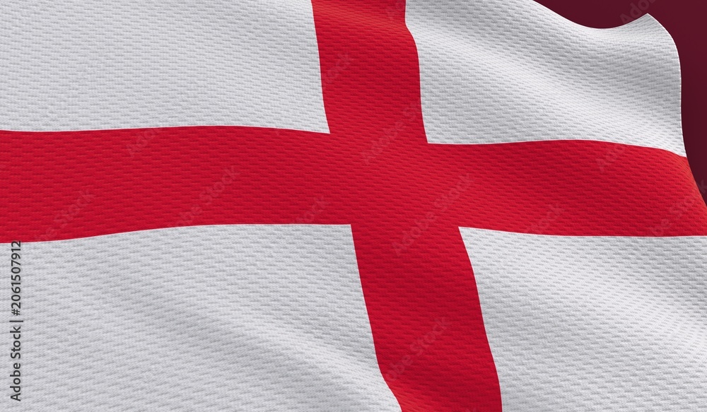 Fototapeta premium England national flag waving textured fabric closeup