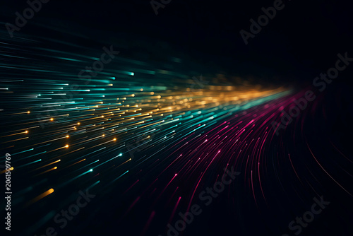 Abstract Glowing Fiber Optic Data Streams.