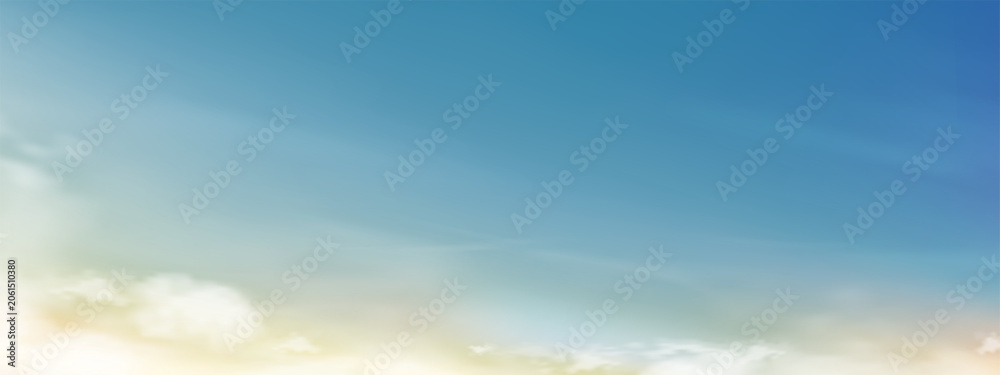 Obraz premium Sunset Sky Background,Morning Sunrise with Yellow,Blue Sky,Summer Nature Landscape Dramtic Golden Hour with Twilight Sky in Evening after Sun Dawn,Vector Horizon Banner Sunlight for Spring,Winter