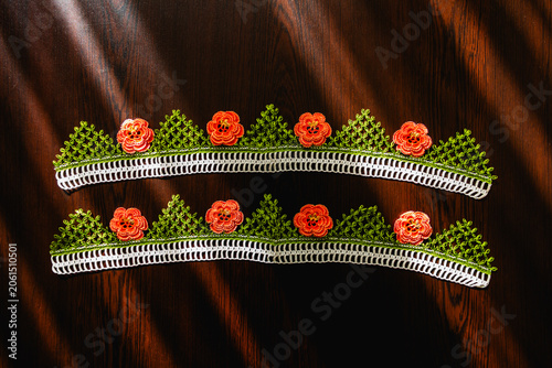 Tableau sur toile Hand-crocheted lace on the background