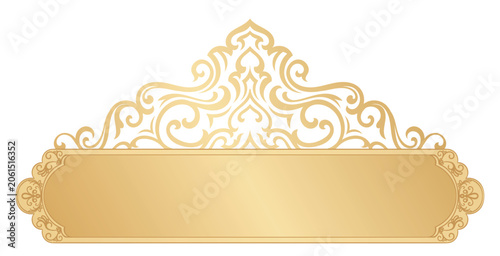 Symmetrical royal gold crest and border element for invitation