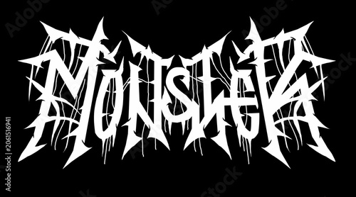 Tableau sur toile MONSTER logo in black metal style in white on a black background