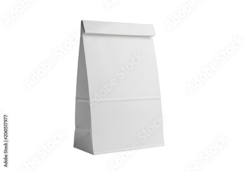 Empty white paper bag isolated on transparent background