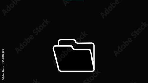 White File Folder on Black Background Organization Concept Simple Flat for Digital and Office Themes.