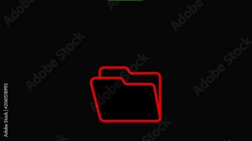 Red Folder on Black Background File Organization Symbol red folder file folder symbol document organization symbol.