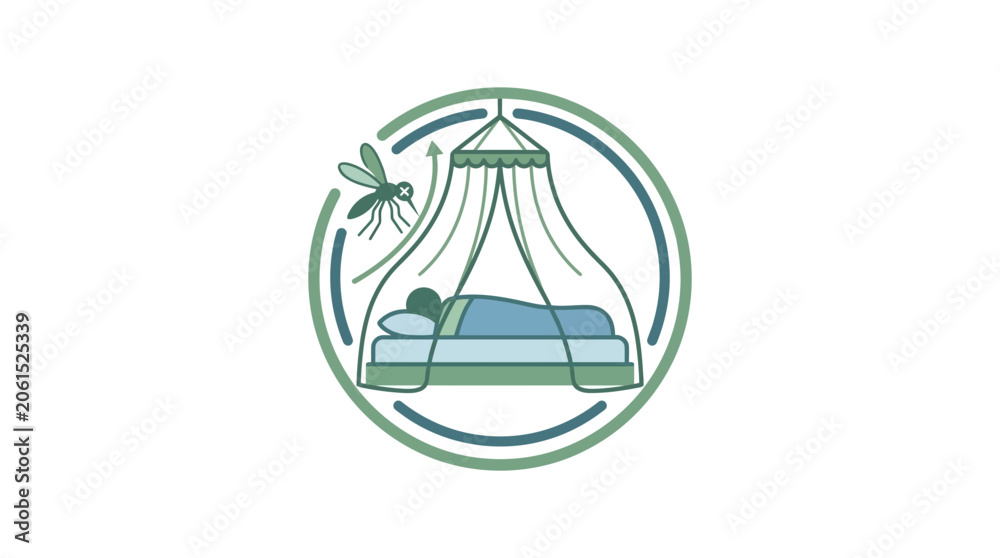 Obraz premium Mosquito Net Protection Icon for Malaria Prevention