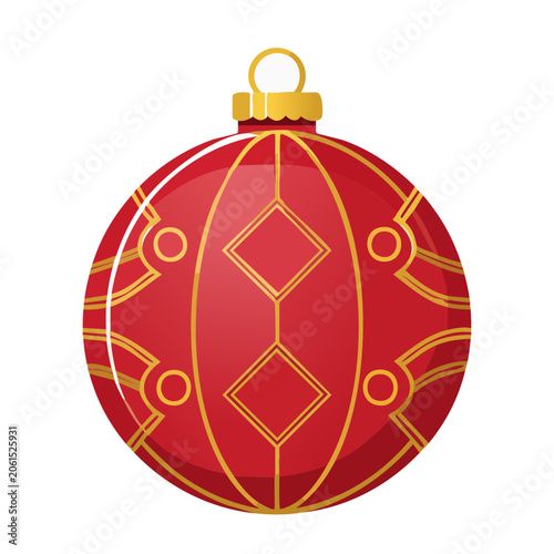 Red and gold Christmas ornament with geometric pattern
