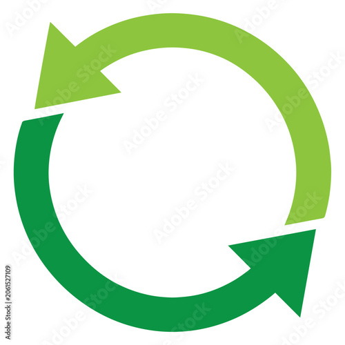 Circular recycling icon with two green arrows recycling environment sustainability management conservation rotation