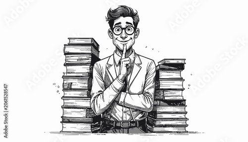 Slika na platnu Man wearing glasses and thinking deeply.