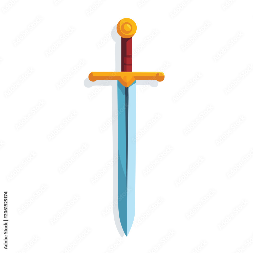 Fototapeta premium Cartoon style illustration of a classic medieval fantasy knight sword.