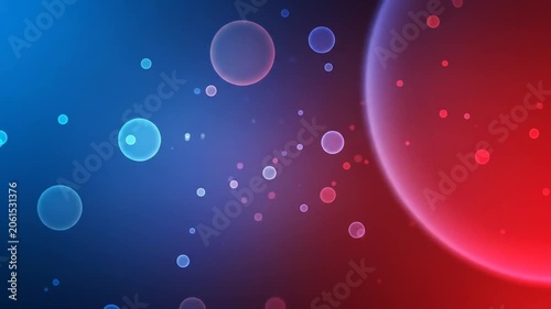 Abstract Colorful Bubbles Background Glowing Bokeh Lights in Blue  Red Gradient.