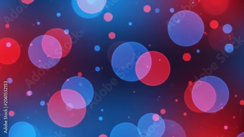 Dynamic Red  Blue Bokeh Lights Abstract Festive Glittering Background.