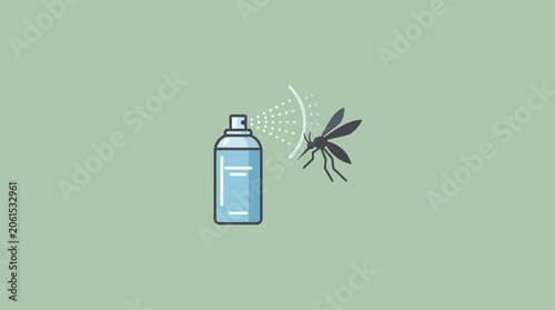 Konstfotografi Mosquito repellent spray icon on green background