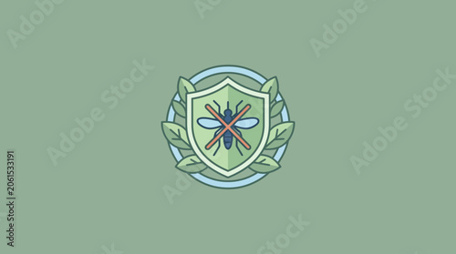 Canvastavla Mosquito repellent shield icon with leaves