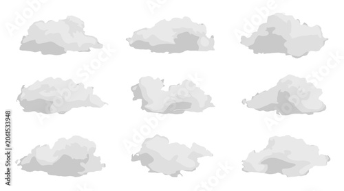 Obraz na plátně Set of soft white cloud shapes isolated on white background