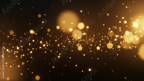 Elegant Golden Bokeh Particles Floating on Dark Background  Festive Light Design.