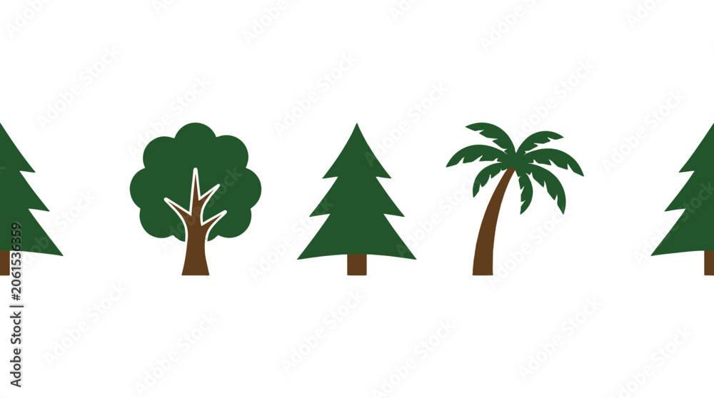 Obraz premium Simple vector set of tree icons on a white background