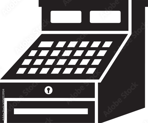 Cash register flat icon on white background retail point of sale equipment